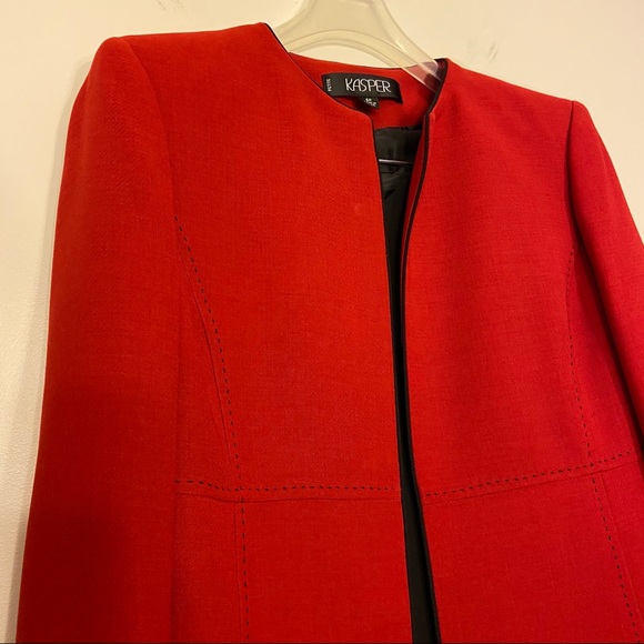 NWT Kasper 3 Piece Red & Black Suit Skirt & Jacket - Picture 4 of 12